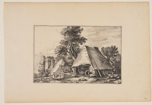 带车棚的农场，选自 Landscapes (Verscheyden aerdige Lanthuysen...)