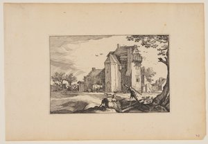 带鸽笼的农舍，选自 Landscapes (Verscheyden aerdige Lanthuysen...) 作者 克拉斯·扬斯。维舍尔