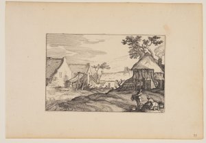 农庄前景中的青年男女，选自风景画（Verscheyden aerdige Lanthuysen...）