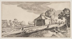 水磨附近的十字路口，选自风景画 (Playsante Lantschappen)