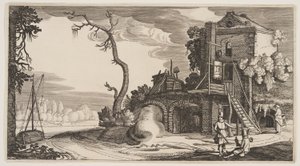 河边用作客栈的方塔，选自 Landscapes (Playsante Lantschappen)