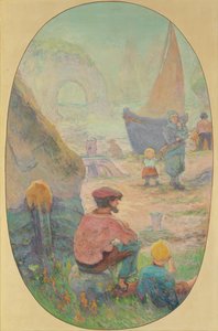 埃特尔塔（Etretat）的渔民； Pecheurs a Etretat