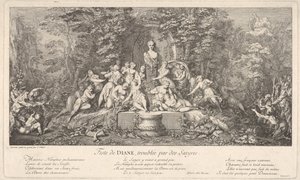 戴安娜的节日，被萨提尔打断了 Feste de Diane, troublée par des Satyres..., ca. 1786. 作者 克劳德·吉洛特