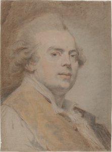 自画像，1780（红色和黑色粉笔和纸上粉彩） 作者 克劳德（Claude Jean Baptiste Hoin）