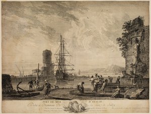 意大利海港，约 1707-83 年（蚀刻和雕刻，黑色墨水印在铺纸上）