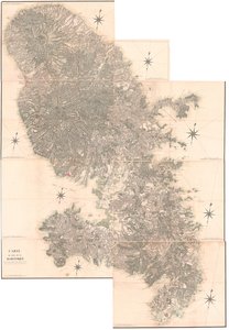 马提尼克岛地图，抄自 1763 年原作。此副本由 C.J. Sauthier 于 1797 年绘制，时年 60 岁。 作者 克洛德·约瑟夫·索蒂尔