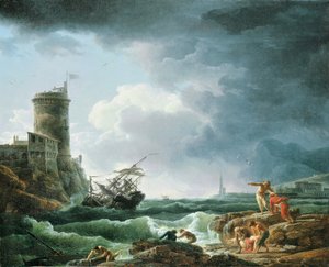1769年，一座堡垒造成的海难风暴，前景中的遇难者
