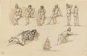 八个人物和一艘船的研究 作者 克劳德·约瑟夫·韦尔内