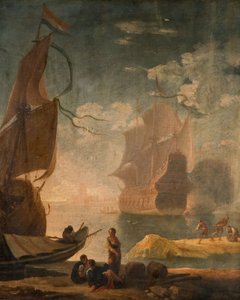 码头上的战争场面和人物，1825年。 作者 克劳德·约瑟夫·韦尔内