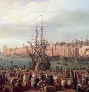 马赛内港的早晨景观和1754年的Horloge du Parc展馆（细节156103） 作者 克劳德·约瑟夫·韦尔内