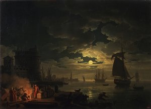 1769年的月光下的巴勒莫港口 作者 克劳德·约瑟夫·韦尔内