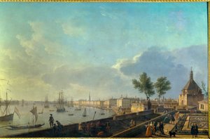 波尔多港口和城墙 约瑟夫·韦尔内 (Joseph Vernet) (1714-1789) 18 世纪的绘画。 巴黎。 海洋博物馆 作者 克劳德·约瑟夫·韦尔内