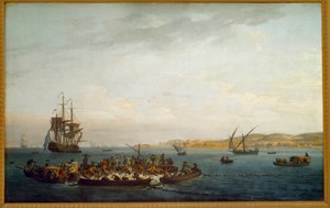 金枪鱼捕鱼。 Joseph Vernet (1714-1789) 绘画，18 世纪巴黎，海洋博物馆 作者 克劳德·约瑟夫·韦尔内