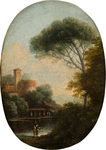林中湖景，约 1620-82 年（油画和帆布，镶板）