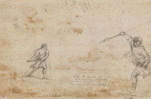 大卫和歌利亚（David and Goliath verso） 1645。 作者 克劳德·洛兰