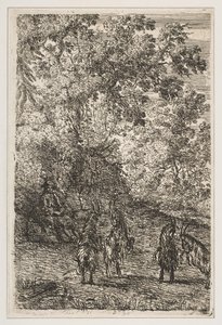 山羊的四只山羊左段，ca。 1630-33。 作者 克劳德·洛兰