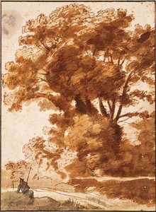树木与静息牧群，1630年代 作者 克劳德·洛兰