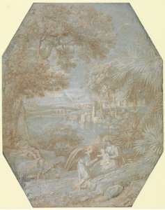 逃往埃及时的风景与其余人，1645年。 作者 克劳德·洛兰