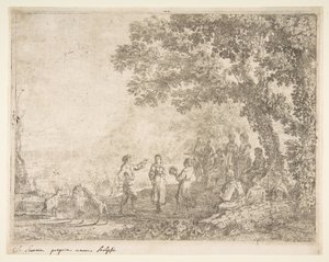 乡村舞蹈大盘子，ca。 1637。 作者 克劳德·洛兰