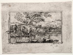 1635年，饮水处的牛群。 作者 克劳德·洛兰