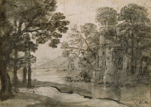 树丛中的水磨，约1635-1638年 作者 克劳德·洛兰