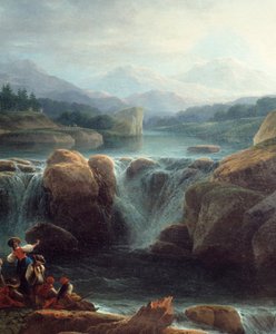 细节瀑布。克劳德·路易斯·夏特莱（Claude Louis Chatelet）绘画