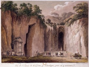 那不勒斯附近的保西利伯（Posillipo）洞穴（或 "Grotta Vecchia"）景观，由Chatelet绘制