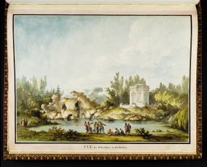 理查德·米克（Richard Mique）的小提雅侬大教堂的眺望楼和岩石景色（1728-94）