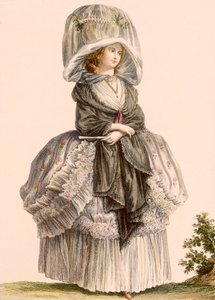 一位女士的夏季长廊礼服，由Deny雕刻，来自&39;Galeries des Modes et Costumes Francais&39;，c.1778-87 作者 克劳德·路易·德斯赖斯