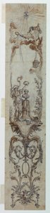 素描，《财富与雅克-内克尔的彩绘板设计》，1788-90 年 作者 克劳德·路易·德斯赖斯
