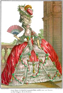 法国宫廷礼服，有宽大的裤兜，1778年。  