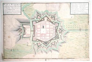 Atlas 131 E Saarlouis计划，来自Traite de Fortifications（笔和墨水和纸上的卫生纸）