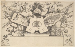 包含莱昂纳多斯字母的会标奖杯，1651年。 作者 克劳德·梅伦
