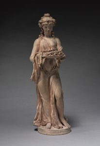 1770年代初期，年轻的女孩在盘子上扛着玫瑰花环