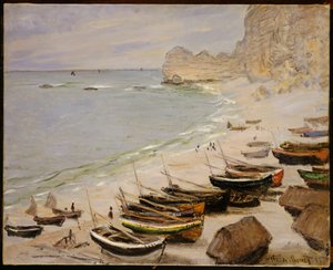 1883年在埃特勒塔海滩上的船 作者 克劳德·莫奈