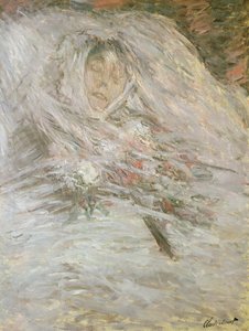 卡米尔·莫奈（1847-79）在她的死亡床上，1879年 作者 Claude Monet