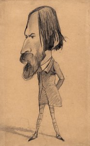 Auguste Vacquerie 的漫画，c.1859（棕褐色编织纸上的石墨擦除） 作者 克劳德·莫奈