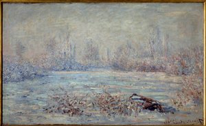 1880 年 Vetheuil 附近的霜冻 克劳德·莫奈 (Claude Monet) (1840-1926) 1880 年昏暗的绘画。 0,61 x 1 米。 巴黎，奥赛博物馆 作者 克劳德·莫奈