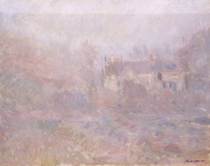 雾中法莱兹的房屋，1885年 作者 克劳德·莫奈