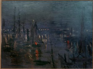 勒阿弗尔港，夜景（Der Hafen von Le Havre bei 作者 克劳德·莫奈