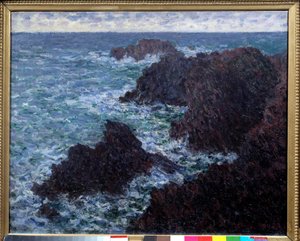 Les Roches de Belle Ile (Belle-Ile)，狂野的海岸 克劳德·莫奈 (1840-1926) 绘画 19 世纪太阳。 0.65x0.81 米。 巴黎，奥赛博物馆 作者 克劳德·莫奈