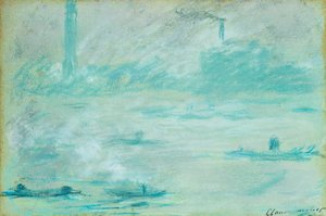 伦敦，泰晤士河上的船；伦敦，泰晤士河上的船，1901年 作者 克劳德·莫奈