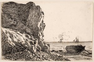 莫奈 - 悬崖与大海，圣阿德雷斯，约 1864 年，1987.56 作者 克劳德·莫奈
