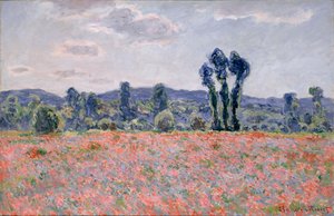 罂粟花田，约1890年（布面油画） 作者 克劳德·莫奈
