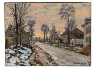 通往卢浮宫的路，融雪，落日，约1869-70年 作者 克劳德·莫奈