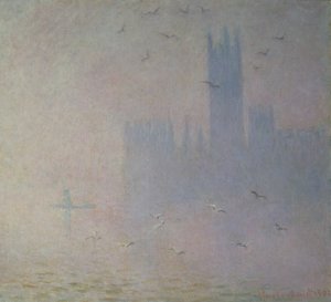海鸥在议会大厦，1904年 作者 克劳德·莫奈
