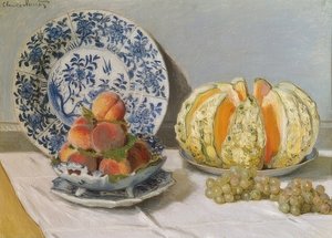 静物与瓜。 1872年 作者 克劳德·莫奈