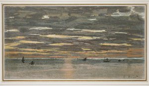 海上日落，1865-1870（粉彩纸上的粉彩） 作者 克劳德·莫奈