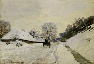 购物车，或1865年翁弗勒尔在雪下的道路 作者 克劳德·莫奈