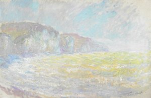 波维尔悬崖，波涛汹涌的大海 作者 克劳德·莫奈